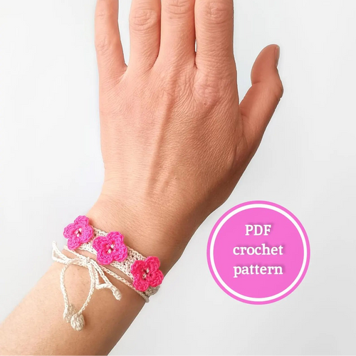 Floral Crochet Bracelet– 2 Patterns in 1