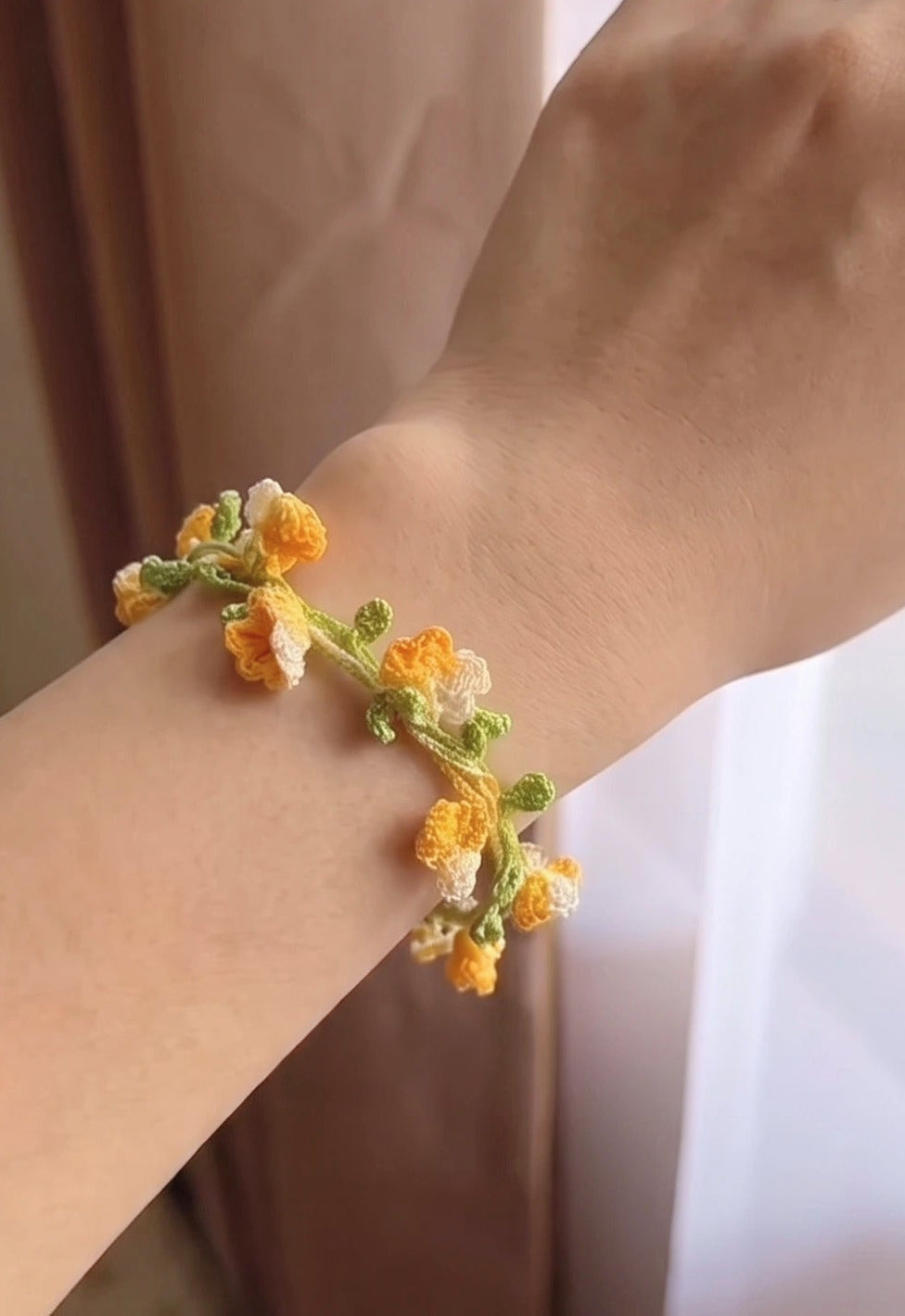 💛 Crochet Flower Vine Bracelet & Necklace   _ 2 Patterns in 1