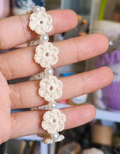 Crochet Flower Bracelet  with Pearl Beads –  2 Patterns in 1