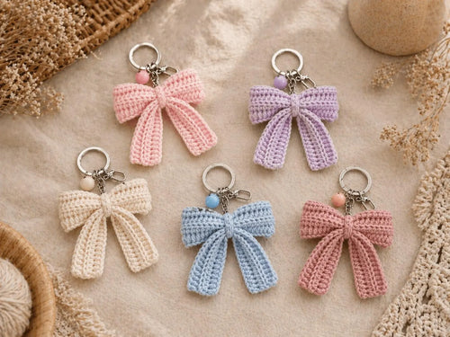 Easy Crochet Bow Keychain Pattern | Coquette Bag Charm & Car Accessory PDF Tutorial