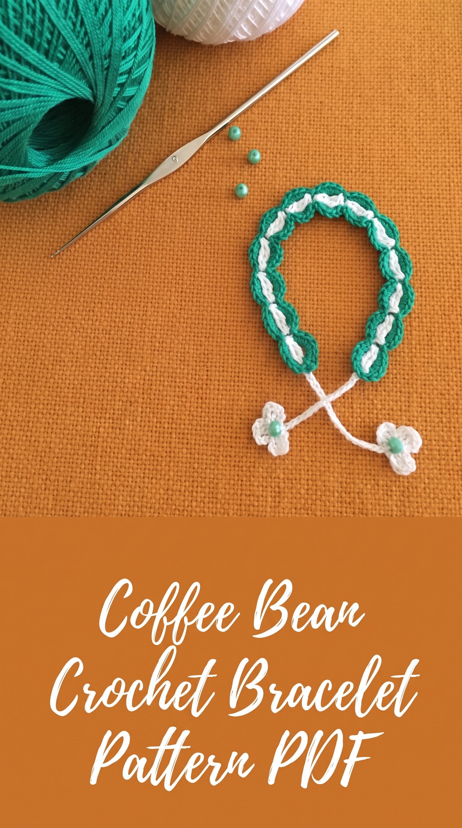Coffee Bean Crochet Bracelet :Easy Beginner DIY (PDF Pattern)