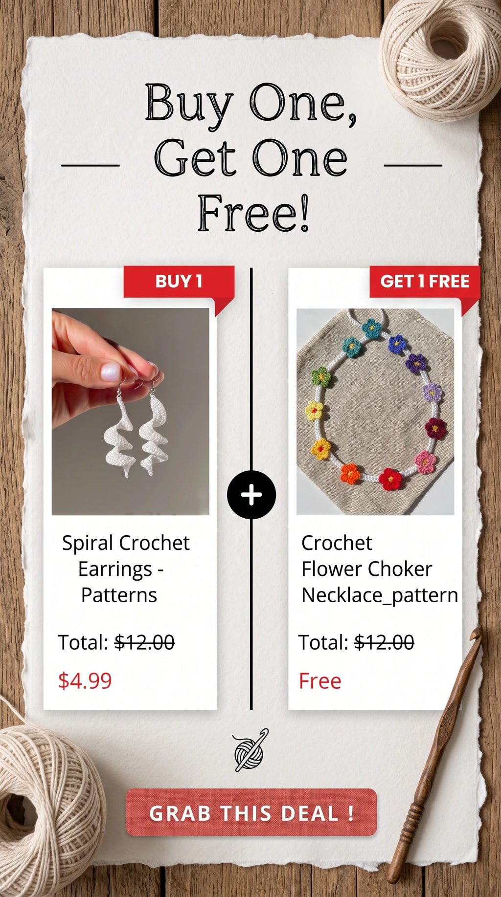 Spiral Crochet Earrings Pattern (2-in-1 PDF/Instant download)