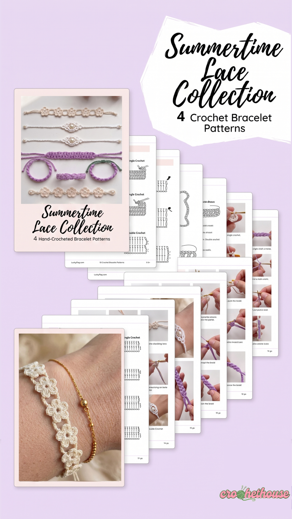 CROCHET PATTERN / Summertime Lace Bracelet Collection - 4 patterns