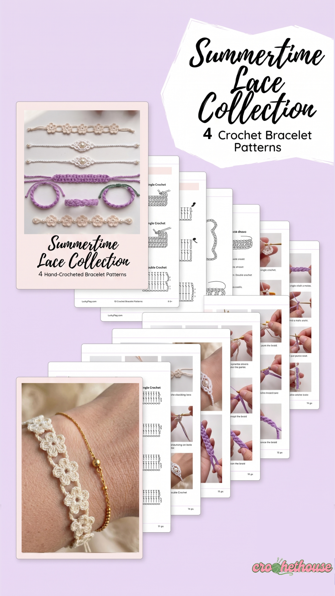 CROCHET PATTERN / Summertime Lace Bracelet Collection - 4 patterns