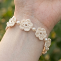 🎁 Crochet Flower Bracelet  with Pearl Beads –  2 Patterns in 1 (100% off)