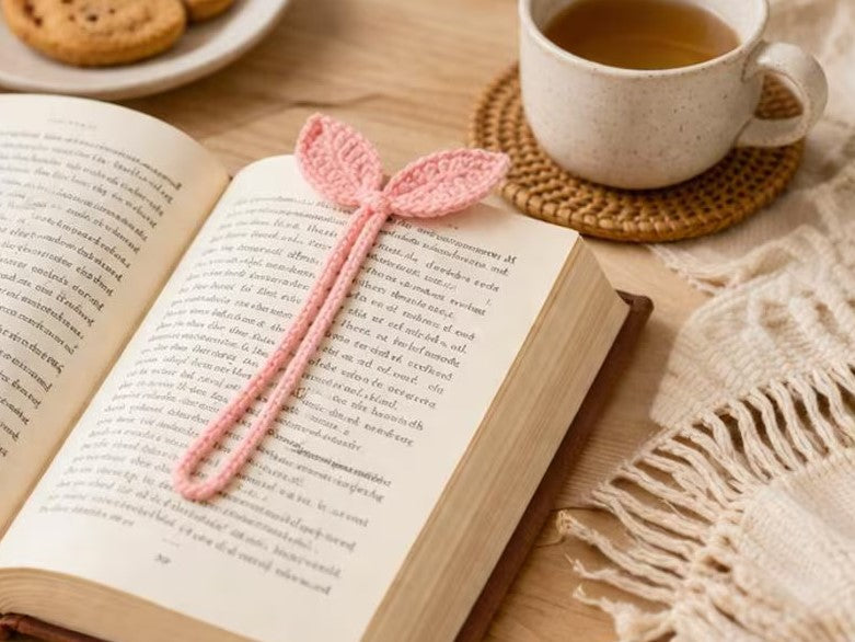 2-in-1 Crochet Leaf Cable Holder & Bookmark Pattern | Easy Sprout Cord Organizer PDF