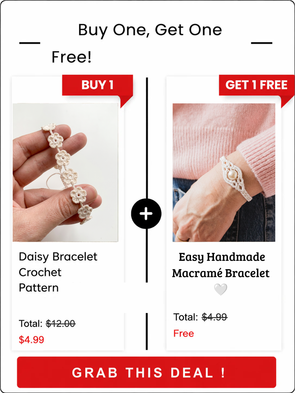 Daisy crochet bracelet - single chain