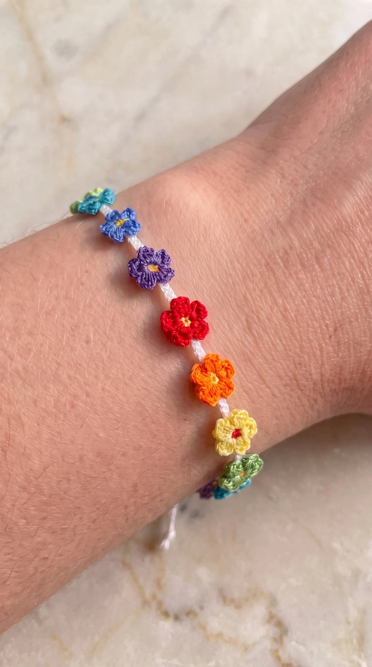 🎁 Dainty Rainbow Flower Bracelet – Crochet Pattern  – 2 Patterns in 1 (100% off)