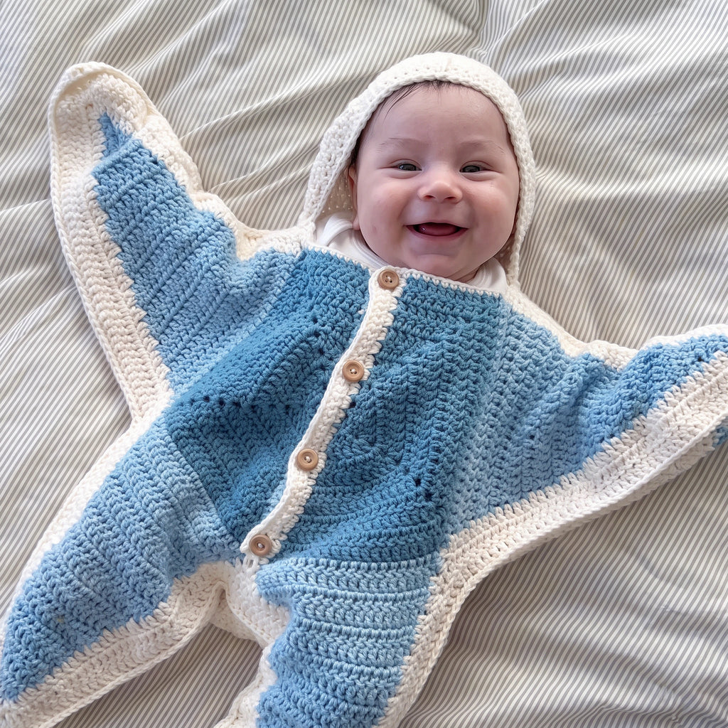 Crochet Baby Starsuit Pattern PDF | Newborn Baby Sleep Sack | Instant Download
