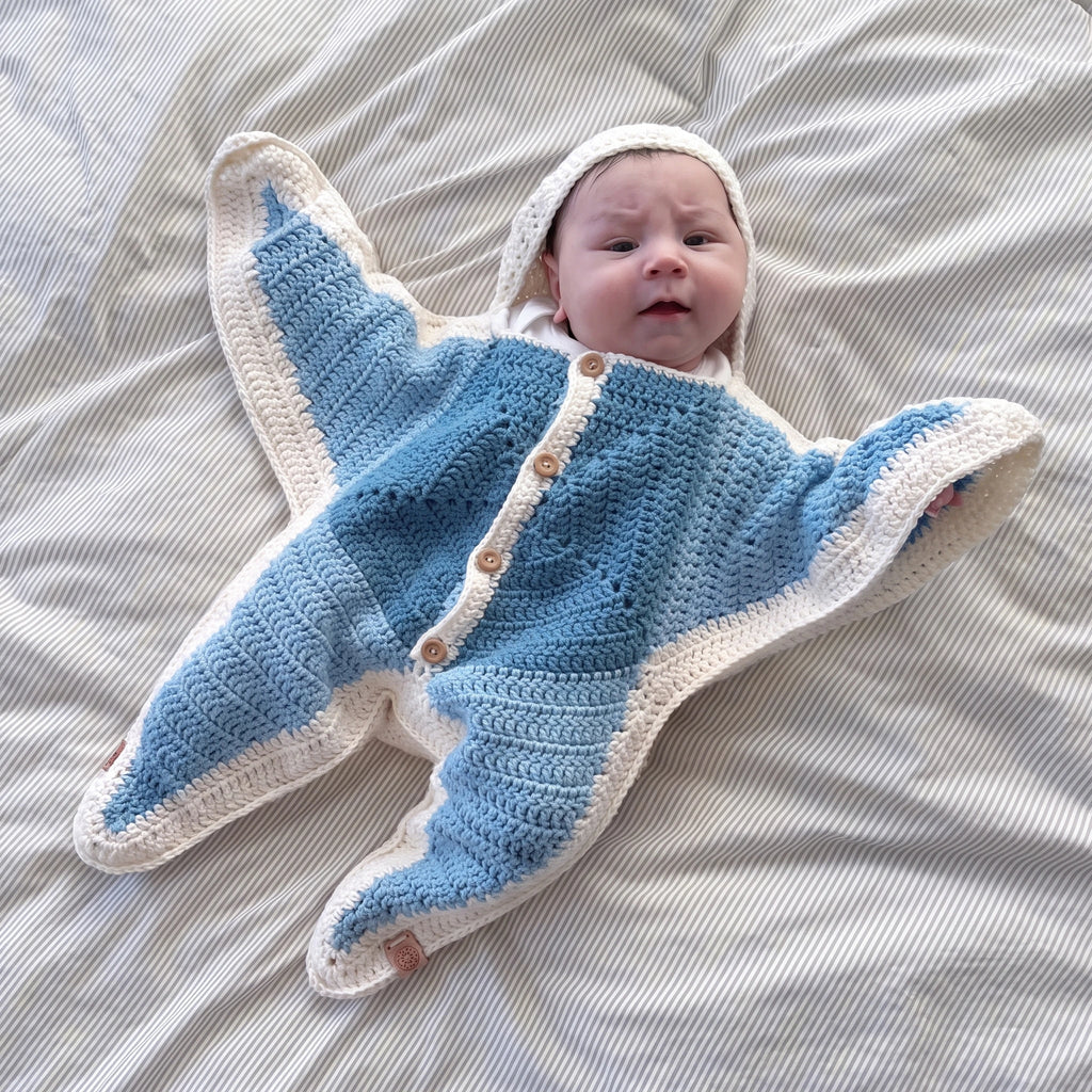 Crochet Baby Starsuit Pattern PDF | Newborn Baby Sleep Sack | Instant Download