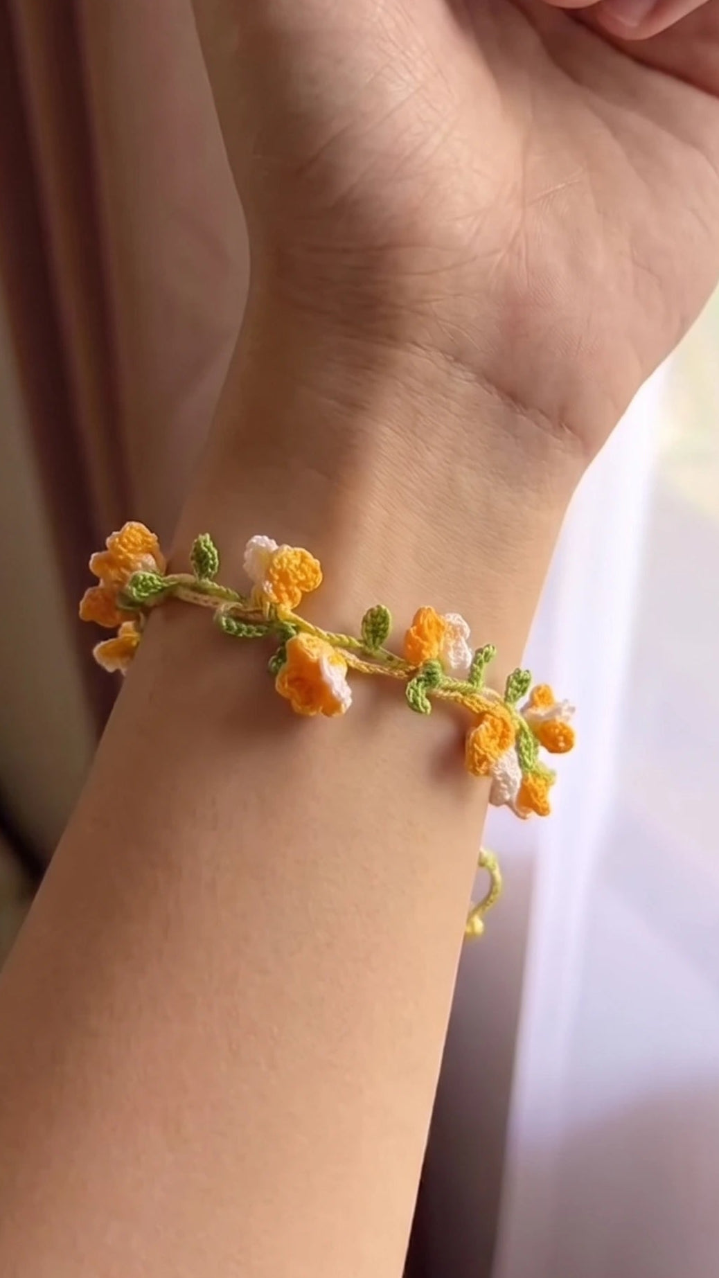 💛 Crochet Flower Vine Bracelet & Necklace   _ 2 Patterns in 1