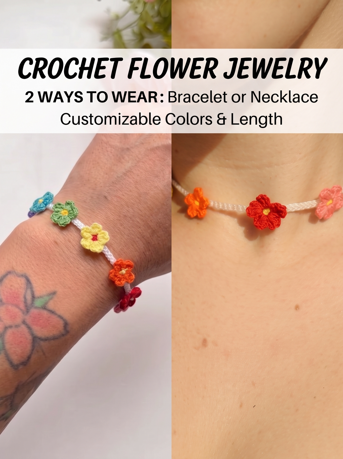 Crochet Flower Bracelet &amp; Necklace – 2 Patterns in 1