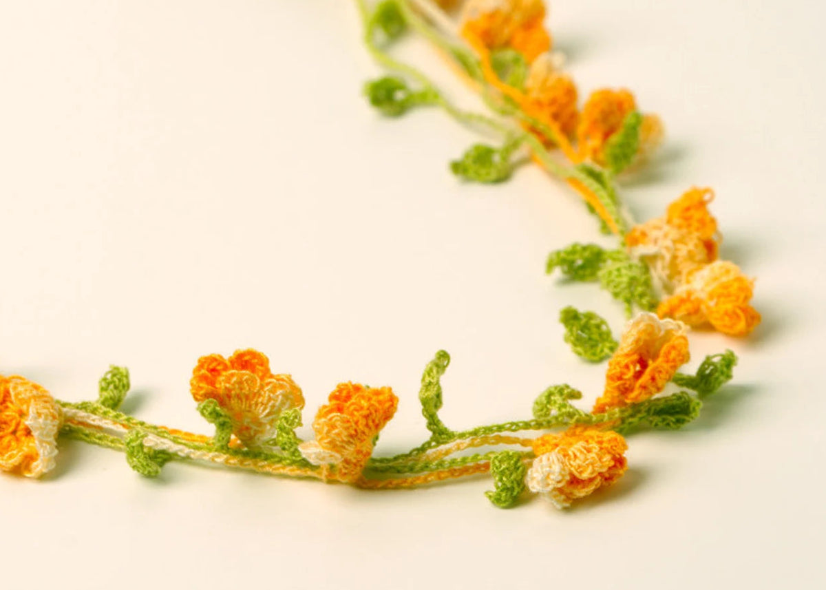 💛 Crochet Flower Vine Bracelet & Necklace   _ 2 Patterns in 1